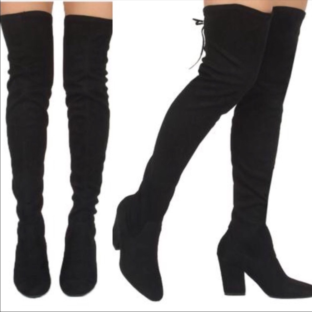 LAST!Over the Knee Vegan Suede Boots - Picture 4 of 6